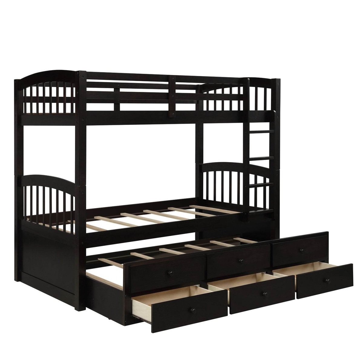 Twin - Over - Twin Solid Wood Espresso Bunk Bed With Trundle - Restanew - Omega Lifestyles