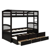 Twin - Over - Twin Solid Wood Espresso Bunk Bed With Trundle - Restanew - Omega Lifestyles