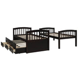 Twin - Over - Twin Solid Wood Espresso Bunk Bed With Trundle - Restanew - Omega Lifestyles