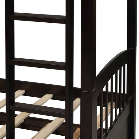 Twin - Over - Twin Solid Wood Espresso Bunk Bed With Trundle - Restanew - Omega Lifestyles