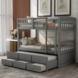 Twin - Over - Twin Solid Wood Trundle Bunk Bed With Drawers - Restanew - Omega Lifestyles