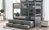 Twin - Over - Twin Solid Wood Trundle Bunk Bed With Drawers - Restanew - Omega Lifestyles