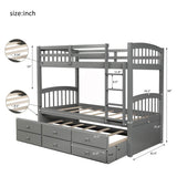 Twin - Over - Twin Solid Wood Trundle Bunk Bed With Drawers - Restanew - Omega Lifestyles