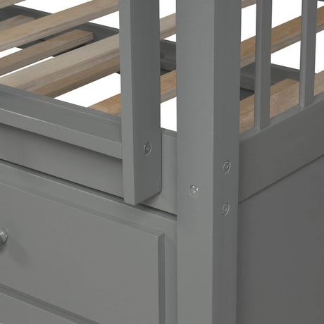 Twin - Over - Twin Solid Wood Trundle Bunk Bed With Drawers - Restanew - Omega Lifestyles