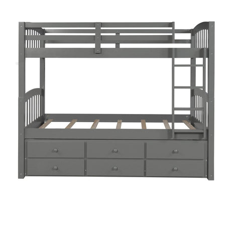 Twin - Over - Twin Solid Wood Trundle Bunk Bed With Drawers - Restanew - Omega Lifestyles