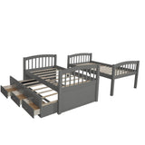Twin - Over - Twin Solid Wood Trundle Bunk Bed With Drawers - Restanew - Omega Lifestyles