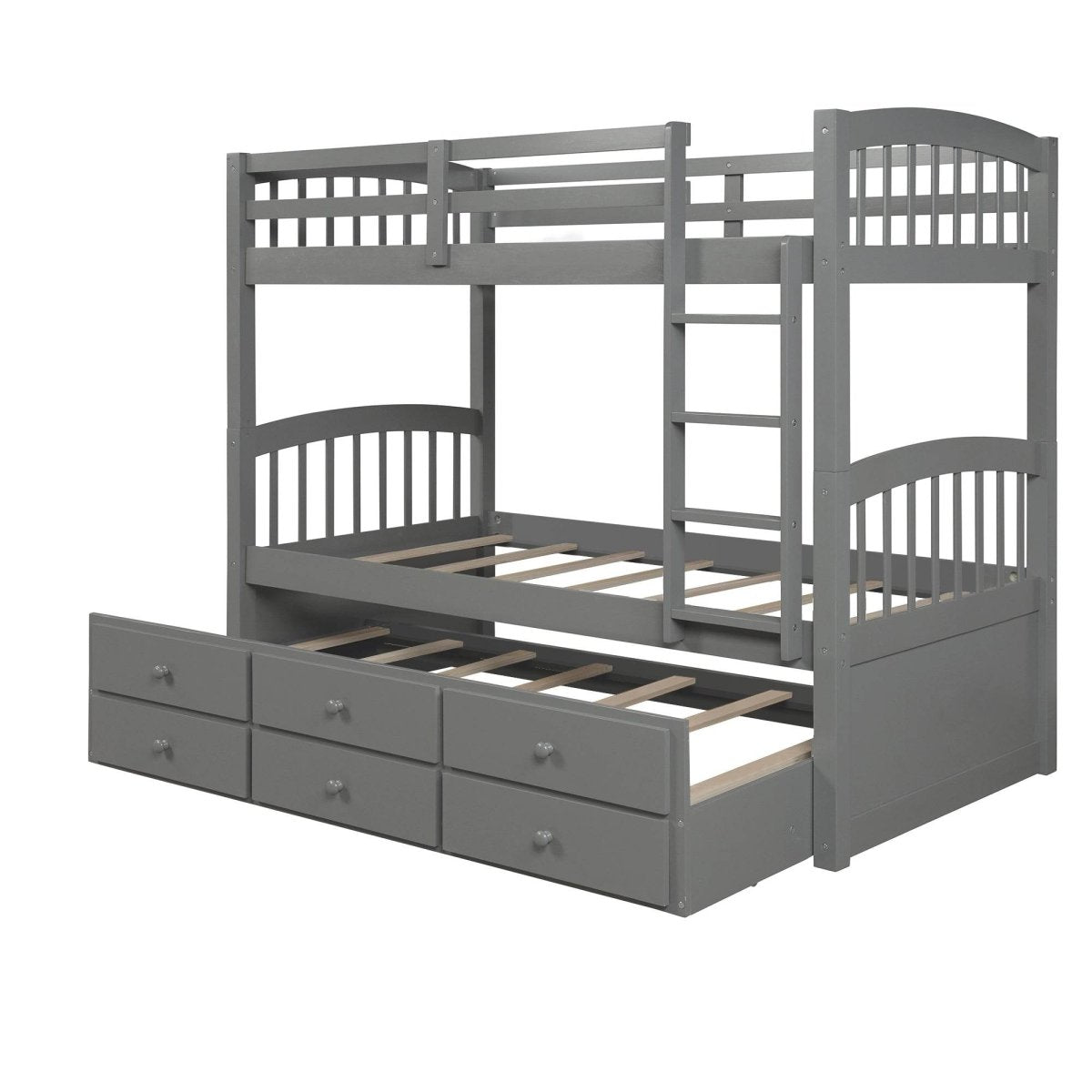 Twin - Over - Twin Solid Wood Trundle Bunk Bed With Drawers - Restanew - Omega Lifestyles
