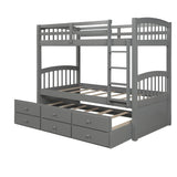 Twin - Over - Twin Solid Wood Trundle Bunk Bed With Drawers - Restanew - Omega Lifestyles