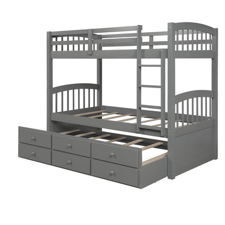 Twin - Over - Twin Solid Wood Trundle Bunk Bed With Drawers - Restanew - Omega Lifestyles