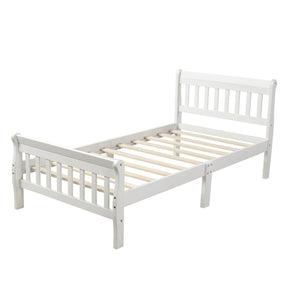 Twin Solid Wood Minimalist Platform Bed Frame With Headboard - Omega Lifestyles