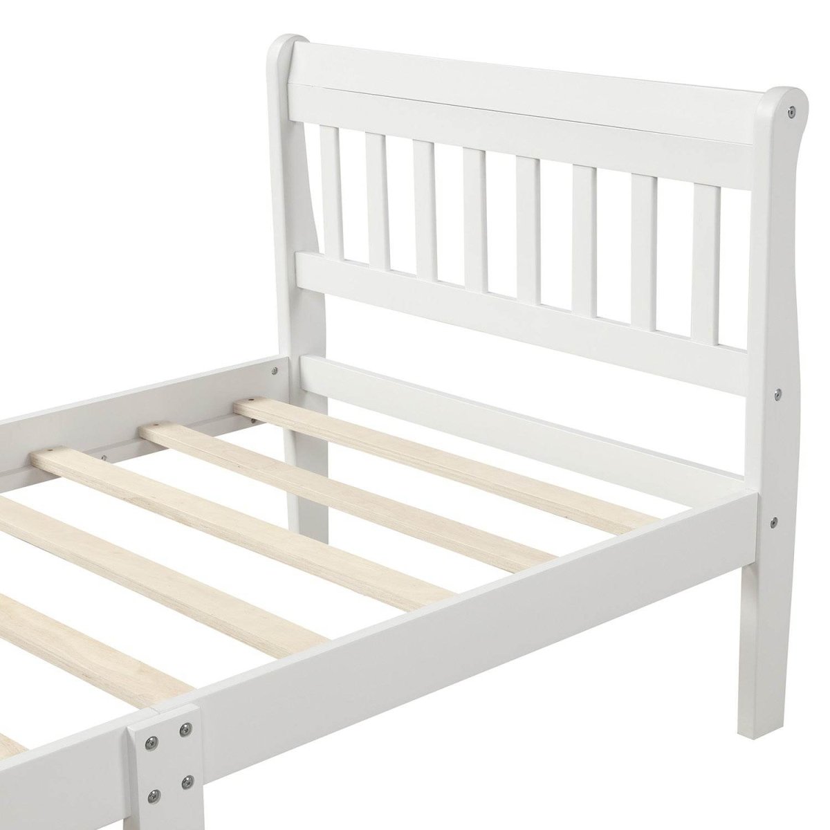 Twin Solid Wood Minimalist Platform Bed Frame With Headboard - Restanew - Omega Lifestyles