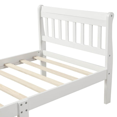 Twin Solid Wood Minimalist Platform Bed Frame With Headboard - Restanew - Omega Lifestyles