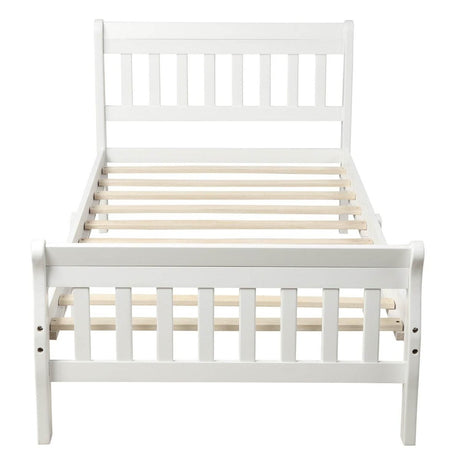 Twin Solid Wood Minimalist Platform Bed Frame With Headboard - Restanew - Omega Lifestyles