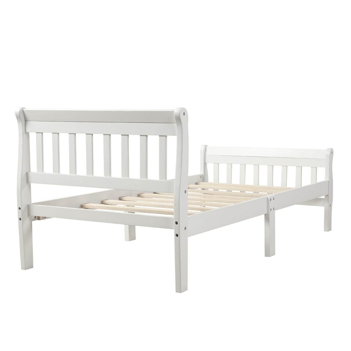 Twin Solid Wood Minimalist Platform Bed Frame With Headboard - Restanew - Omega Lifestyles