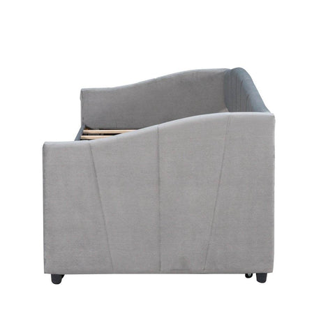 Upholstered Twin Daybed With Trundle And Wood Slats - Sleep Galleria