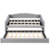 Upholstered Twin Daybed With Trundle And Wood Slats - Sleep Galleria
