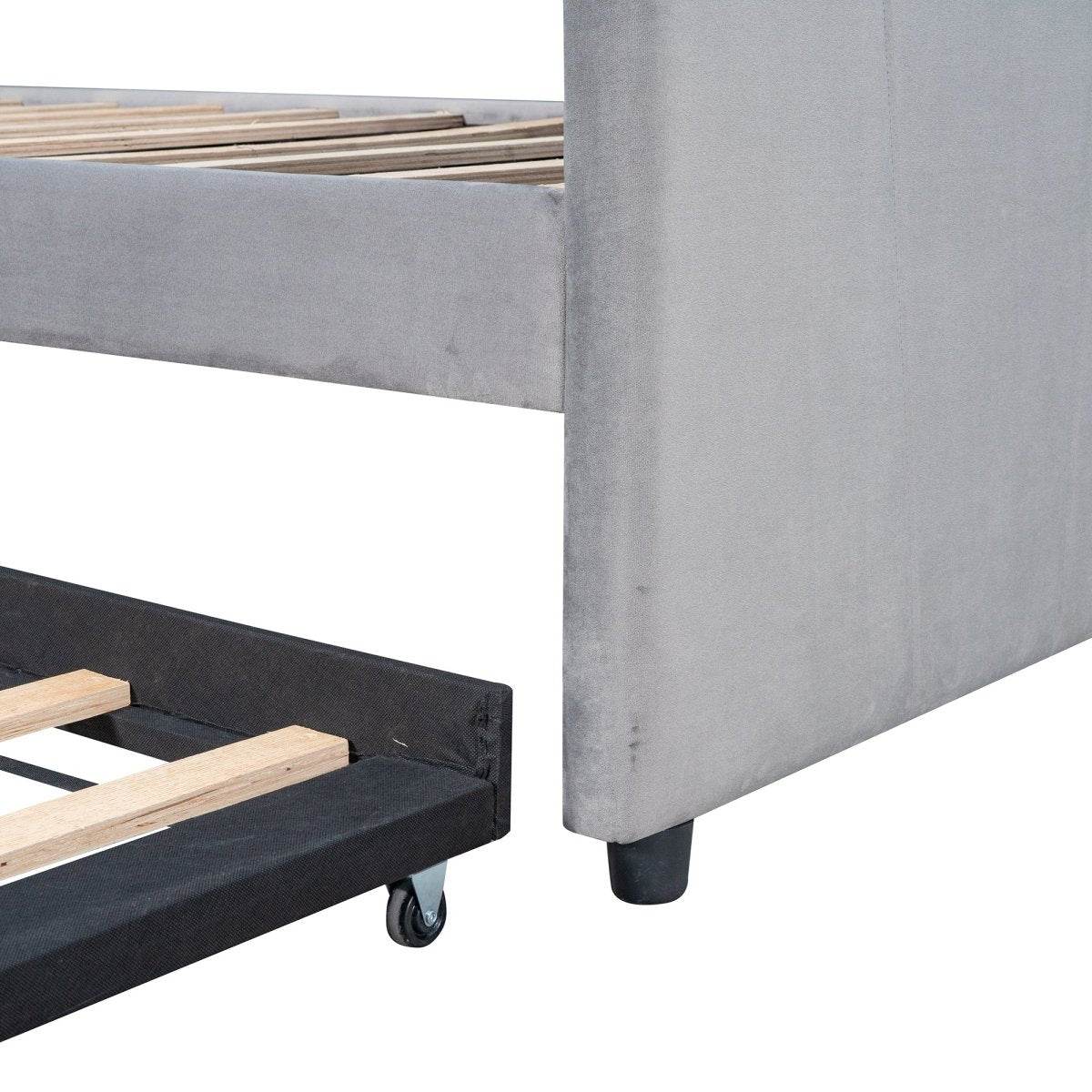 Upholstered Twin Daybed With Trundle And Wood Slats - Sleep Galleria