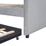 Upholstered Twin Daybed With Trundle And Wood Slats - Sleep Galleria