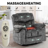 Velvet Manual Recliner Chair With Massage Heating - Restanew - Omega Lifestyles