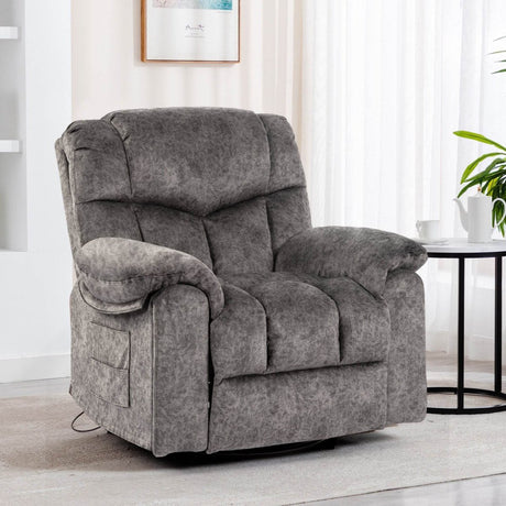 Velvet Manual Recliner Chair With Massage Heating - Restanew - Omega Lifestyles