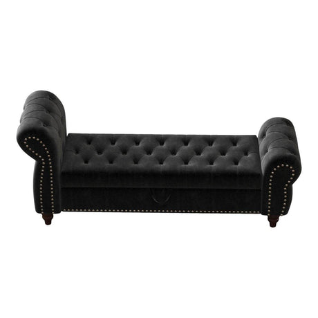 Velvet Upholstered Tufted Bed Bench With Storage - Sleep Galleria
