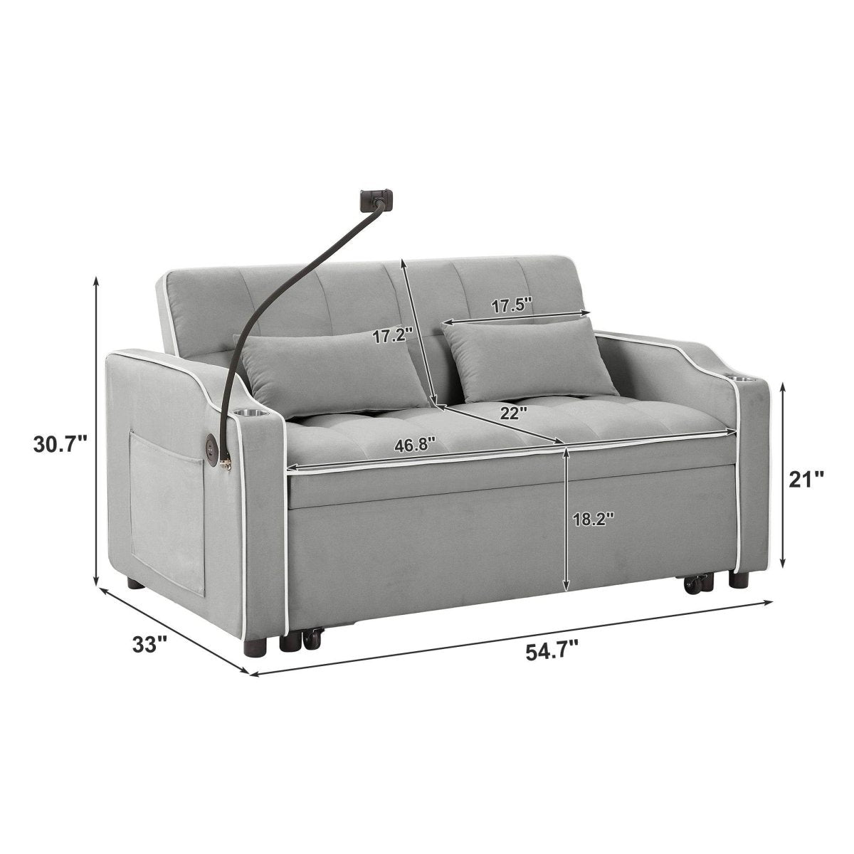 Versatile Convertible Velvet Sleeper Sofa Bed Recliner - Restanew - Omega Lifestyles