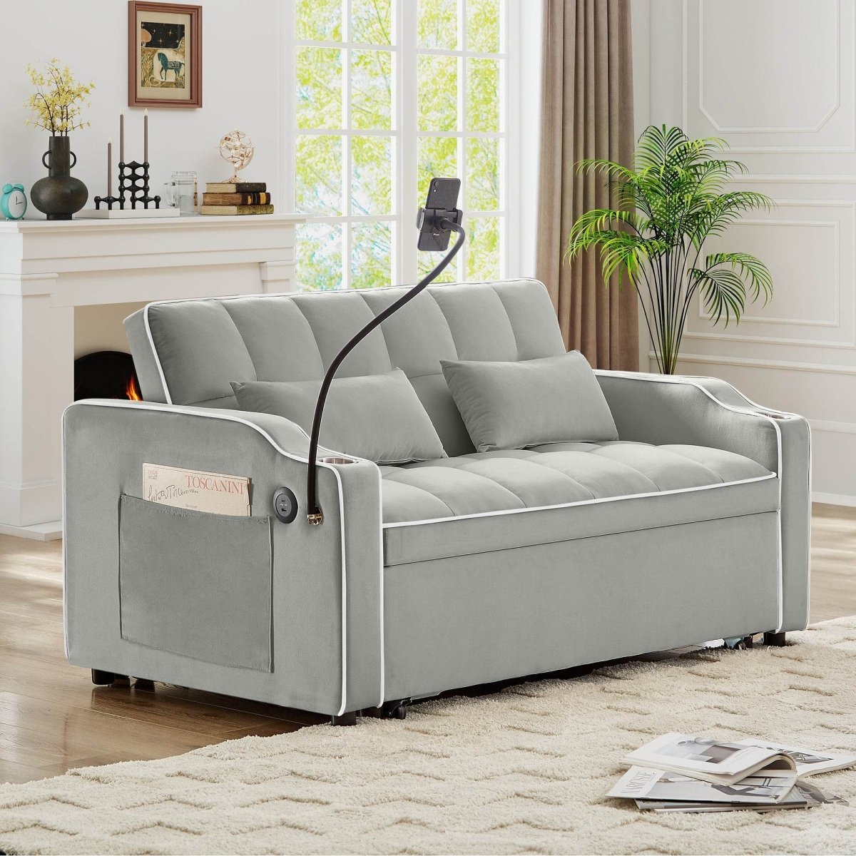 Versatile Convertible Velvet Sleeper Sofa Bed Recliner - Restanew - Omega Lifestyles