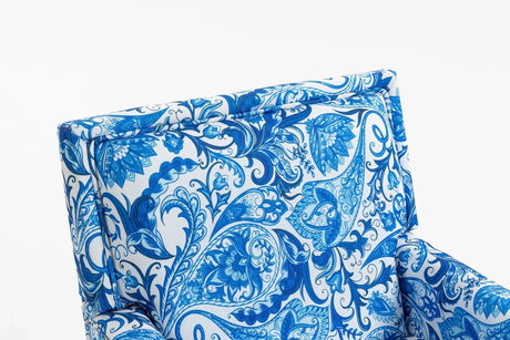 Vintage Blue White Striped Upholstered Cotton Linen Accent Chair - Omega Lifestyles