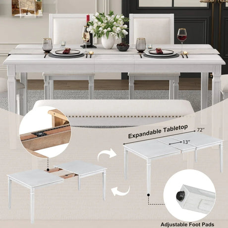 Vintage Extendable Rustic Farmhouse Dining Table Set - Omega Lifestyles