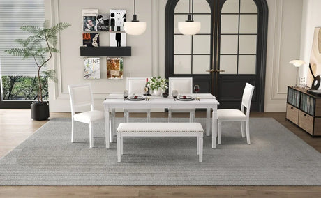 Vintage Extendable Rustic Farmhouse Dining Table Set - Omega Lifestyles