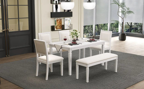 Vintage Extendable Rustic Farmhouse Dining Table Set - Omega Lifestyles