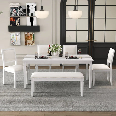 Vintage Extendable Rustic Farmhouse Dining Table Set - Omega Lifestyles