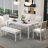 Vintage Extendable Rustic Farmhouse Dining Table Set - Omega Lifestyles