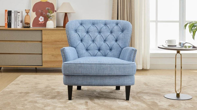 Vintage-Inspired Tufted Nailhead Trim Accent Chair - Omega Lifestyles