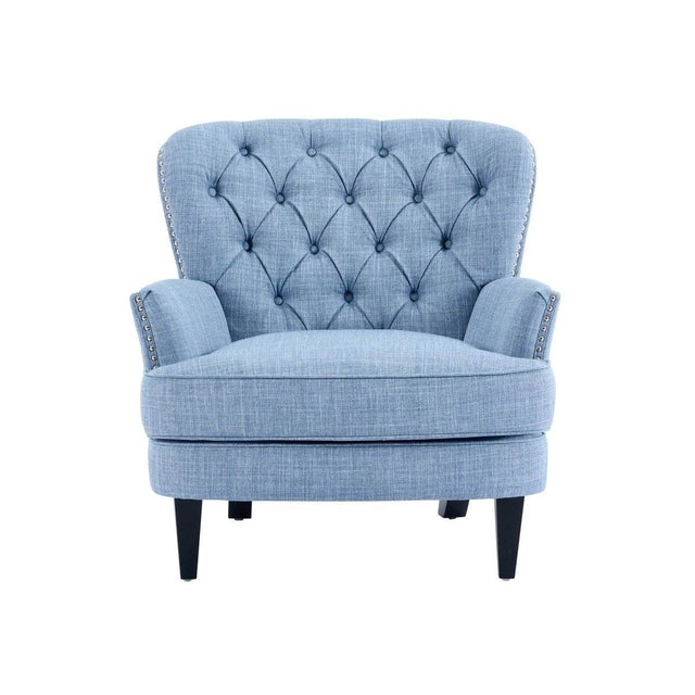 Vintage-Inspired Tufted Nailhead Trim Accent Chair - Omega Lifestyles