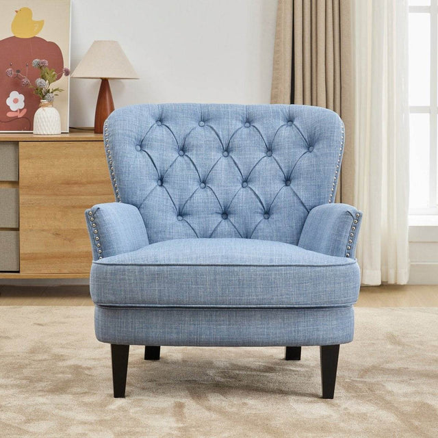 Vintage-Inspired Tufted Nailhead Trim Accent Chair - Omega Lifestyles