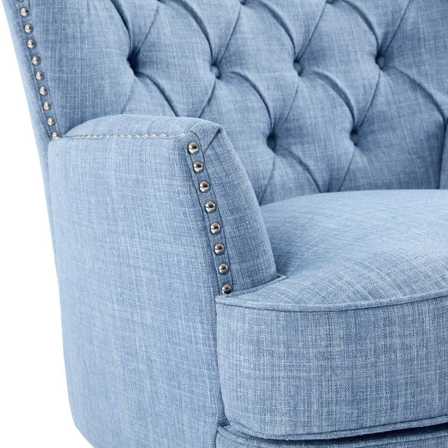 Vintage-Inspired Tufted Nailhead Trim Accent Chair - Omega Lifestyles