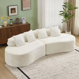 White Plush Curved Velvet 4-Seat Sofa - Omega Lifestyles