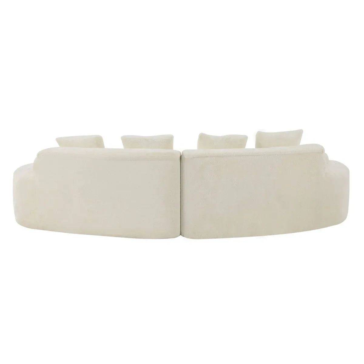 White Plush Curved Velvet 4-Seat Sofa - Omega Lifestyles