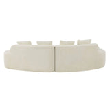 White Plush Curved Velvet 4-Seat Sofa - Omega Lifestyles