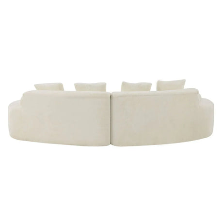 White Plush Curved Velvet 4-Seat Sofa - Omega Lifestyles