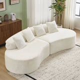 White Plush Curved Velvet 4-Seat Sofa - Omega Lifestyles