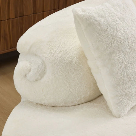 White Plush Curved Velvet 4-Seat Sofa - Omega Lifestyles