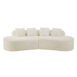 White Plush Curved Velvet 4-Seat Sofa - Omega Lifestyles