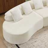 White Plush Curved Velvet 4-Seat Sofa - Omega Lifestyles