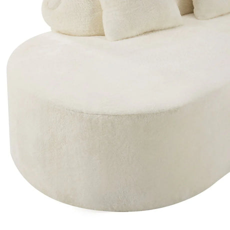 White Plush Curved Velvet 4-Seat Sofa - Omega Lifestyles