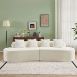 White Plush Curved Velvet 4-Seat Sofa - Omega Lifestyles