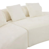 White Plush Curved Velvet 4-Seat Sofa - Omega Lifestyles