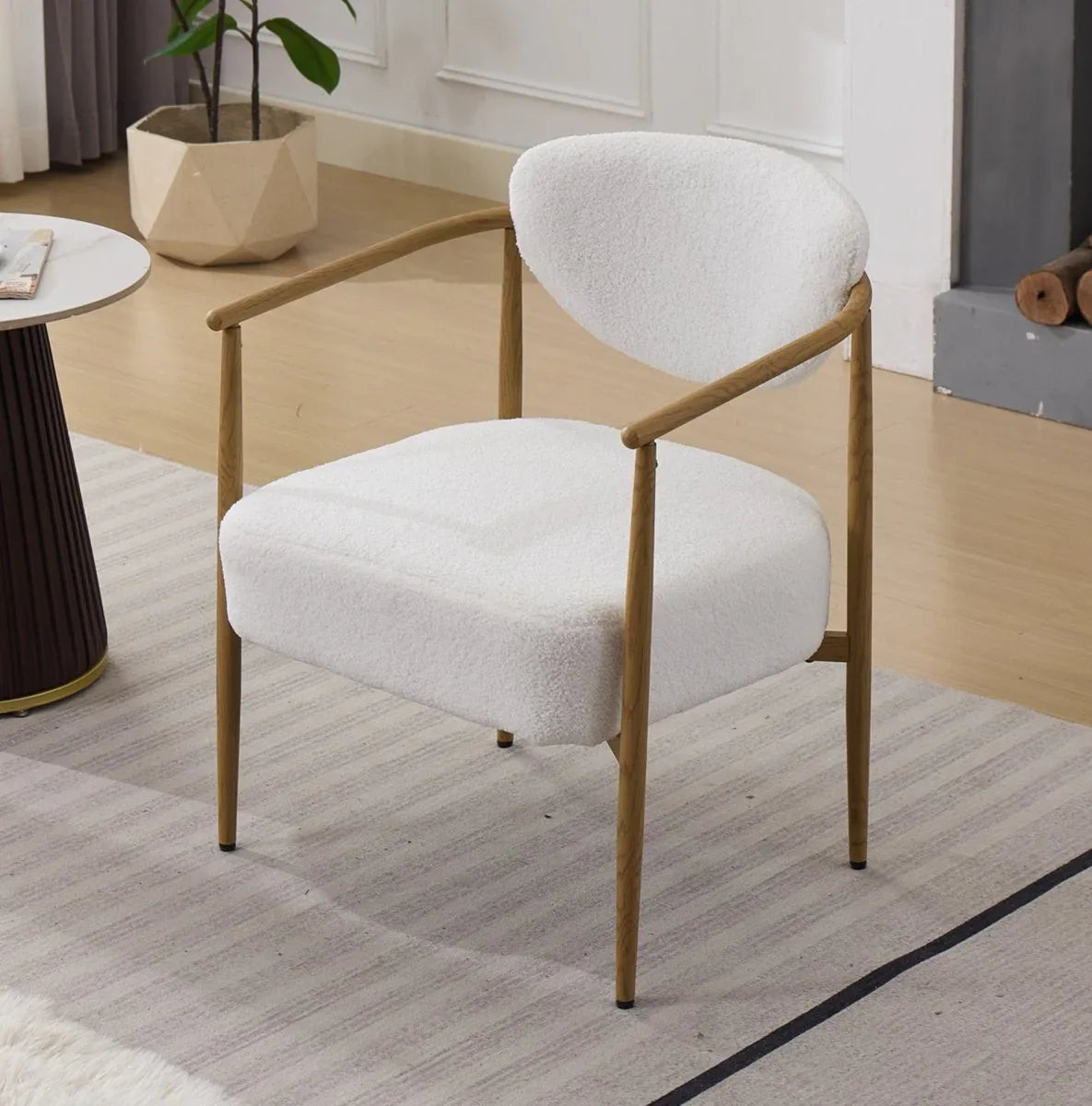 White Teddy Velvet Dining Room Chair With Foam Seat - Omega Lifestyles