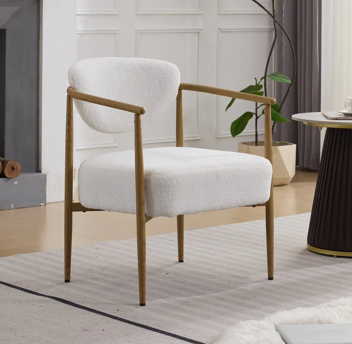 White Teddy Velvet Dining Room Chair With Foam Seat - Omega Lifestyles